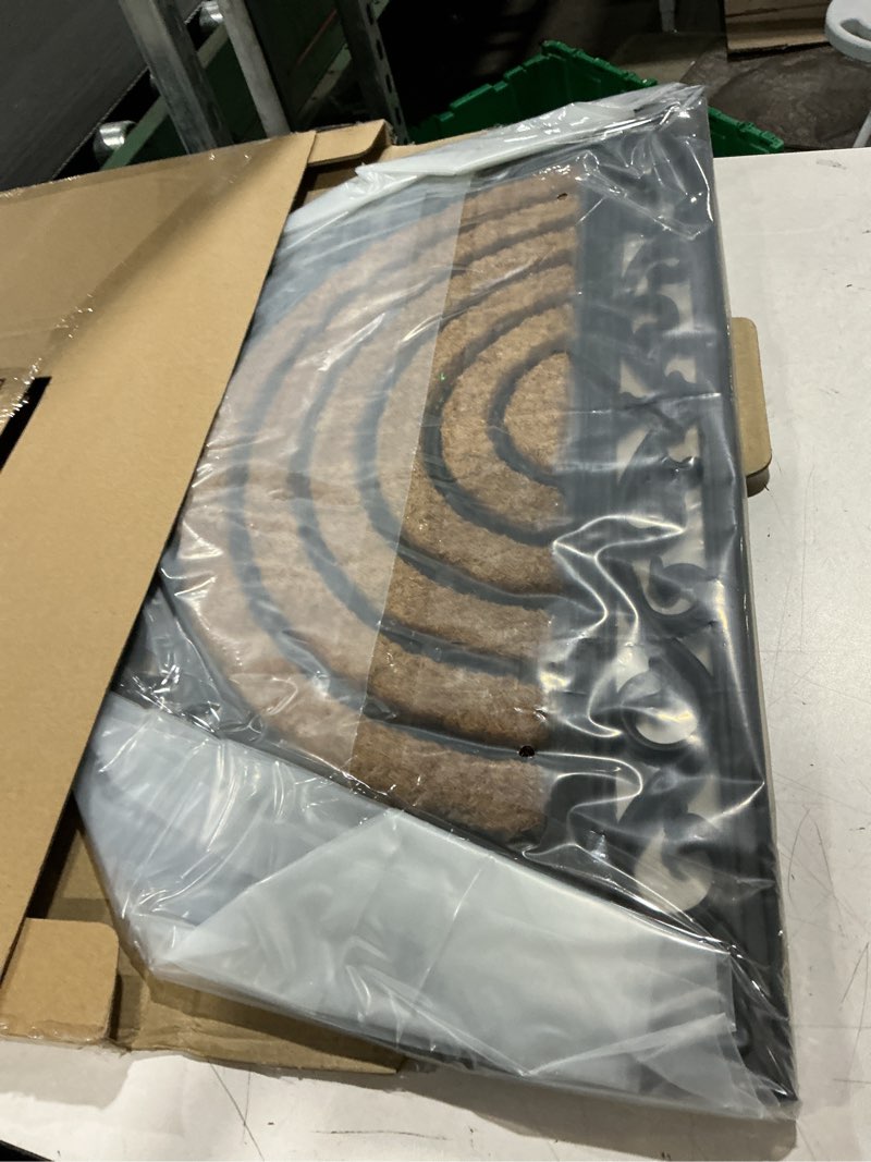 Condition photo showing Good Condition for birdrock home 18 x 30 half round natural coir and rubber doormat with scroll border | natural fibers | outdoor doormat | keeps your floors clean | decorative design | brush coir