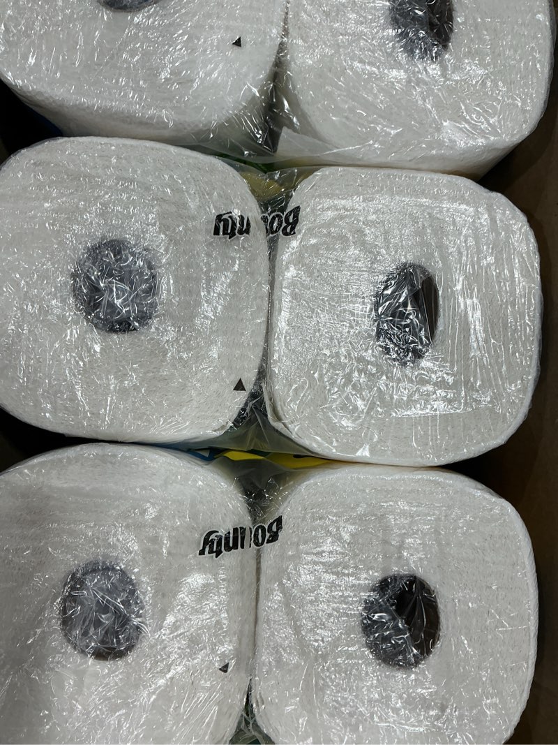 Condition photo showing New/Like New for bounty quick-size paper towels, white, 8 family triple rolls = 27 regular rolls family triple 8 rolls (141 sheets)
