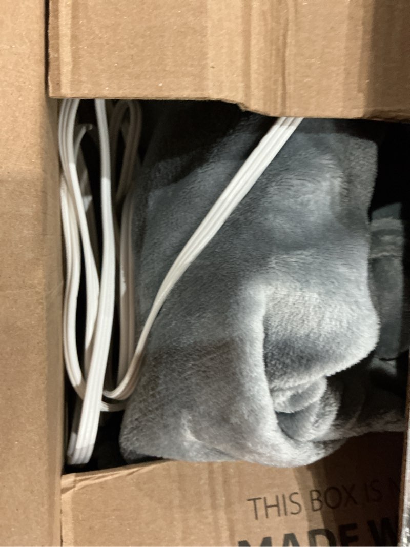 Condition photo showing As Is for electric heated blanket twin size 62"x84" with cozy flannel, 6 heat settings & 10 hours auto off, soft & cozy warming throw for home, office, or bed, machine washable, grey d-grey 62x84inches-twin