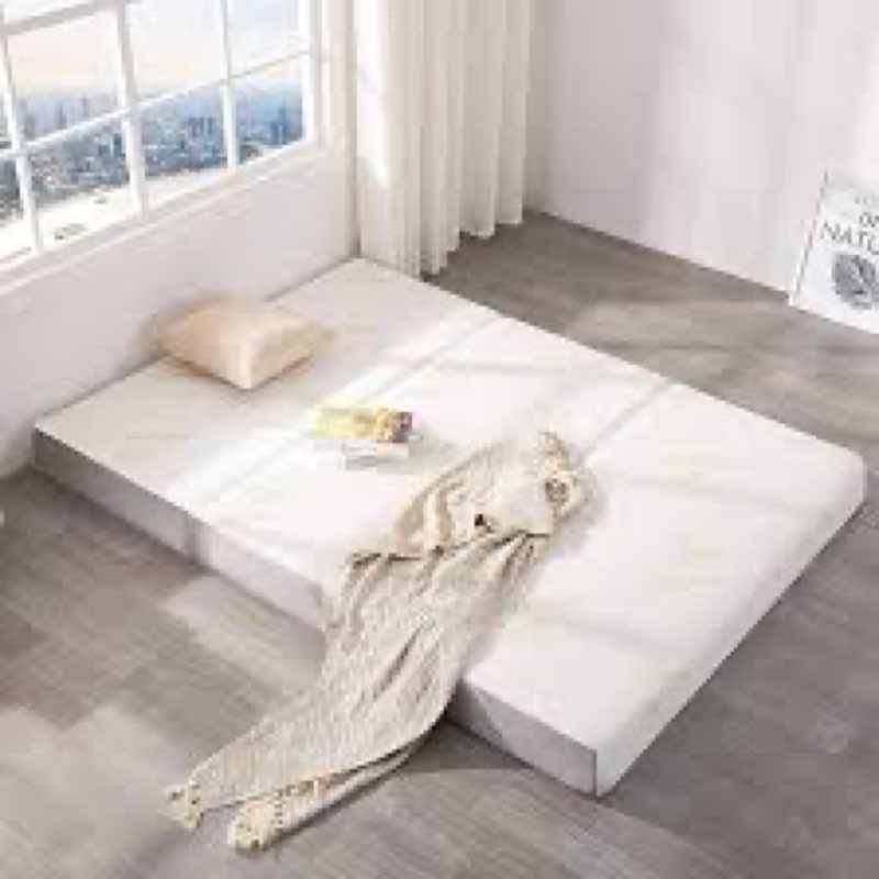 Inofia 6 Inch Tri Folding Mattress, Trifold Memory Foam Cot Mattress with Ultra Soft Breathable Remo