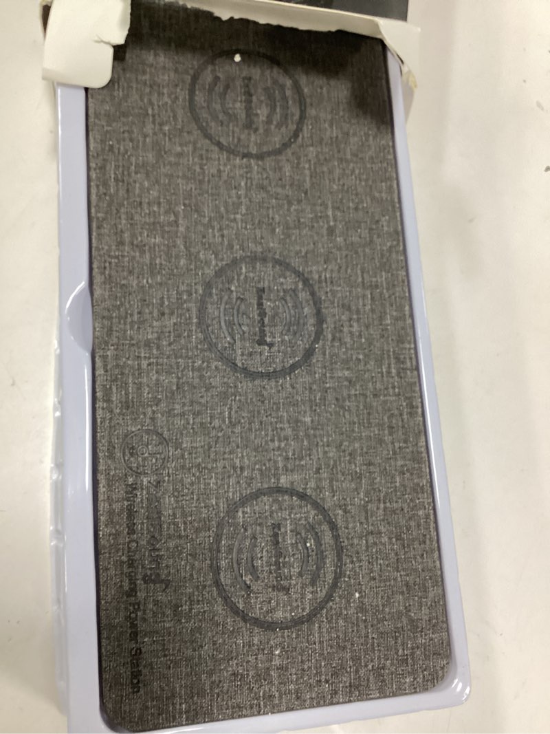 Condition photo showing Good Condition for zealsound wireless charging pad, 3 in 1 charger mat for iphone, samsung galaxy, pixel, airpods & galaxy buds, 24w adapter included, ultra slim, case friendly, pu leather, home office & travel, gray