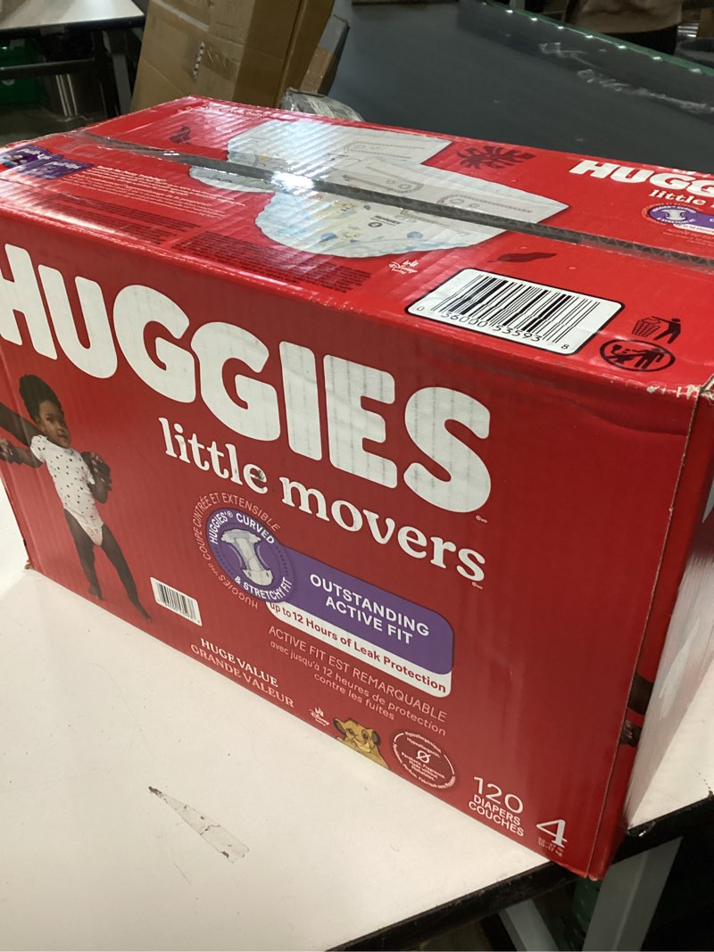 Condition photo showing New/Like New for Huggies Little Movers Baby Disposable Diapers - Size 4 -120ct