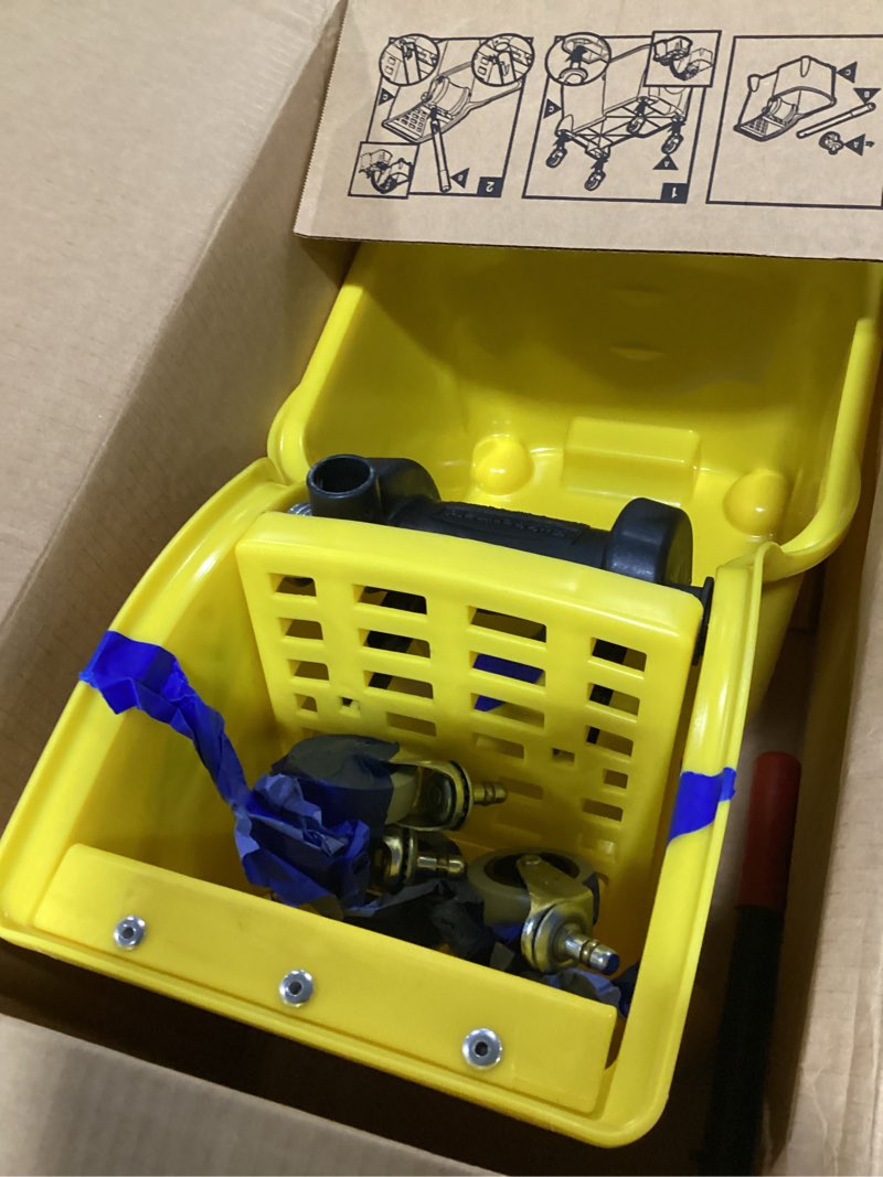 Condition photo showing New/Like New for Rubbermaid Commercial Products 31 QT Tandem Mop Bucket and Wringer Combo on Wheels, Yellow, for Floor Cleaning/Wet Mopping New Model