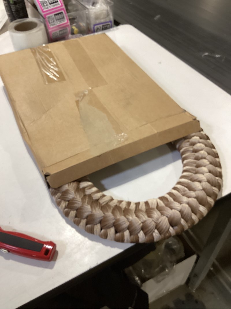 Condition photo showing New/Like New for Brown Christmas Velvet Wreath 14" Christmas Decoration Front Door Xmas Velvet Ornament with Bow Xmas Wreath Decorations for Table Fireplace Porch Window Wall New Years Home Party Indoor Decoration