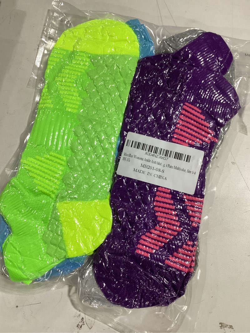 Condition photo showing New/Like New for Womens Ankle Anti-blister Thick Cushioned Wicking Odor Resist Athletic Running Socks 4 Pairs 6-9 Multicolor 5 Pairs