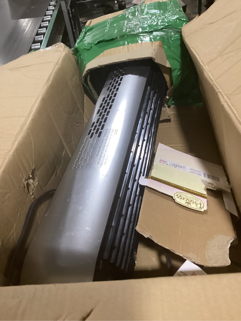 Condition photo showing As Is for Dreo Tower Fan and Heater Combo, 29.2ft/s Standing Fans for Bedroom, 17 Levels, 6 Modes, 120° Oscillation, 42 Inch, 12H Timer, 25dB Quiet, with Remote, for Office, Large Room, Silver