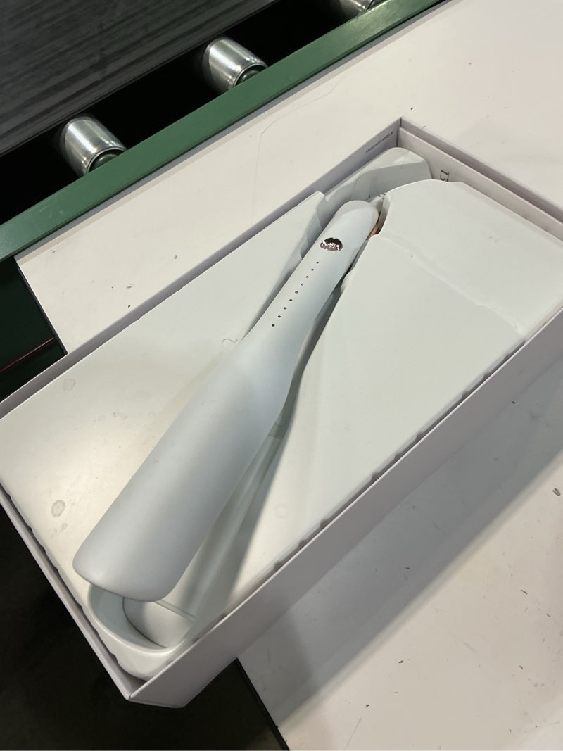 Condition photo showing As Is for t3 lucea professional straightening & styling iron, 1” or 1.5” digital ceramic flat iron with 9 adjustable heat settings for straight, smooth styles or waves and curls on all hair types 1 ½” white/rose gold