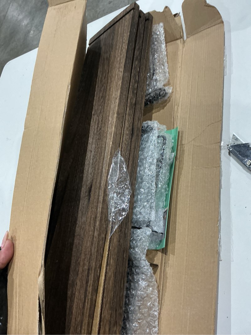 Condition photo showing Good Condition for floating shelves - 24 inch wall mounted set of 3 rustic wood shelves for wall decor and living room storage (brown) brown 24 in