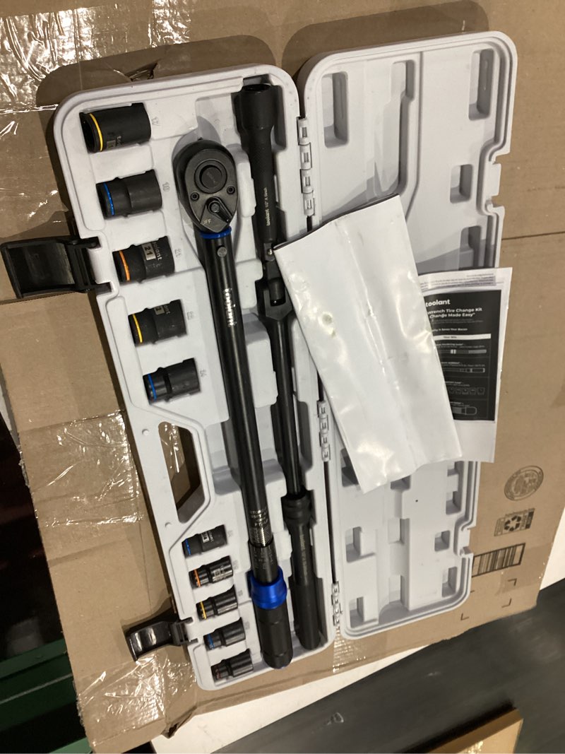 Condition photo showing Good Condition for toolant 13PCS 1/2 Inch Click Torque Wrench Set, Gift for Men, 25-250 FT.-LB/33.9-339.0 Nm, With Breaker Bar & 5-Inch-Extension & 10 Sockets, Tire Repair Tool Set 13pcs 33.9-339 Nm