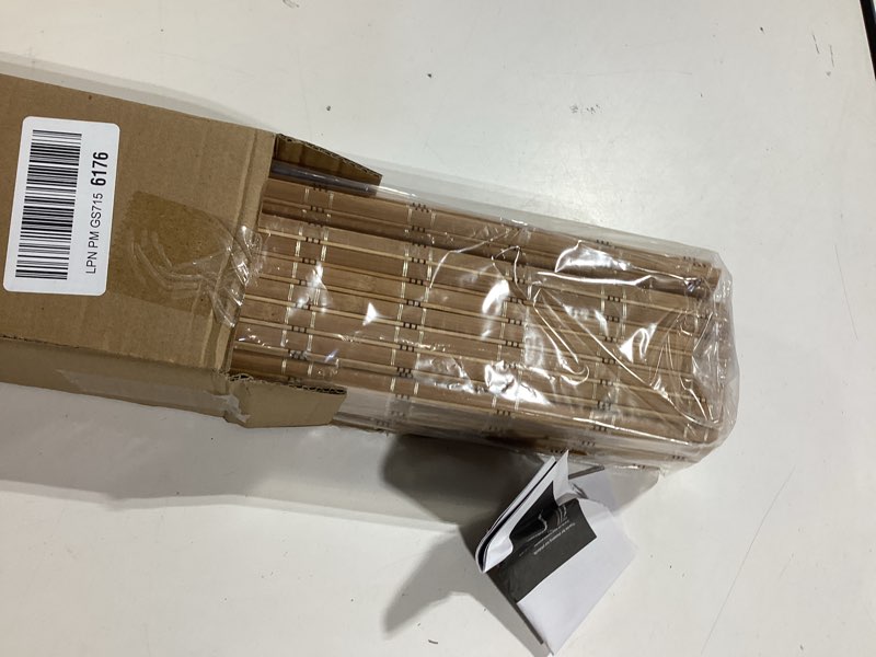 Condition photo showing Good Condition for lazblinds no tools no drill cordless bamboo roman shades, light filtering window treatment, roll up bamboo blinds for windows 25'' w x 64'' h, brown light filtering-brown206 25" w × 64" h