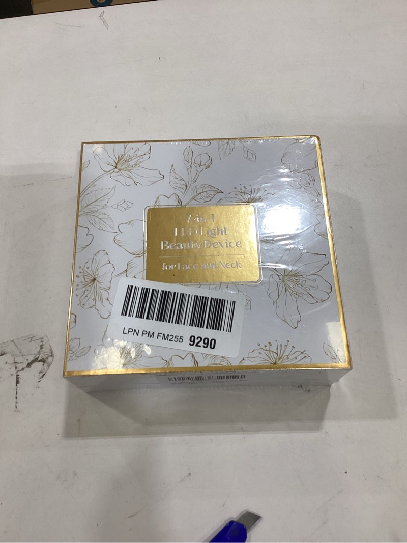 Condition photo showing New/Like New for Red Light Therapy for Face and Neck, 7 Color Facial Massager with Adjustable Vibration and Thermals for Wrinkles, Double Chin, Portable Skin Care Tool with Base, White Glossy White