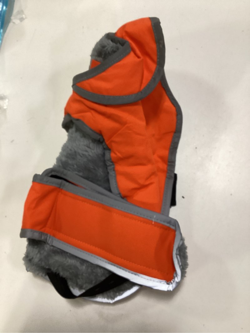 Condition photo showing As Is for MIGOHI Warm Dog Coat Winter Dog Jacket,Waterproof Cold Weather Coats for Dogs,Fleece Jacket for Small Medium Large Dogs,Reflective Thick Fleece Vest with Leash Hole Orange Small
