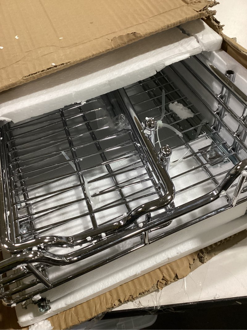 Condition photo showing Good Condition for Household Essentials Glidez Multipurpose Chrome-Plated Steel Pull-Out/Slide-Out Storage Organizer with Plastic Liner for Under Cabinet Use - 2-Tier Design - Fits Standard Size Cabinet or Shelf, Chrome