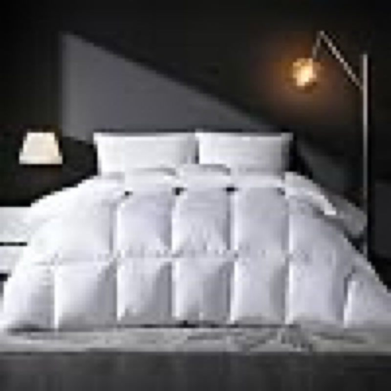 Feather Down Comforter Queen Size Duvet Insert, Light Weight True Baffle-Box Noiseless Bedding Comforters, Soft Hotel Collection Bed Comforter, Medium Warmth 