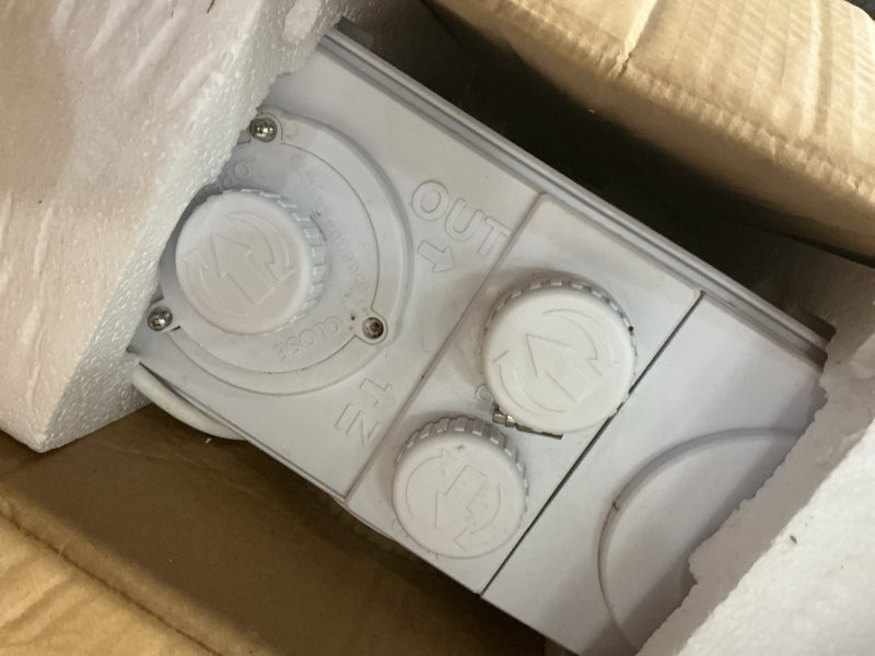 Condition photo showing As Is for 1200w macerator pump pcb function toilet pump utility sink pump upflush to 39.4ft 2800gph macerating toilet system with 5 water inlets 2 outlets for toilet sink shower laundry kitchen basement