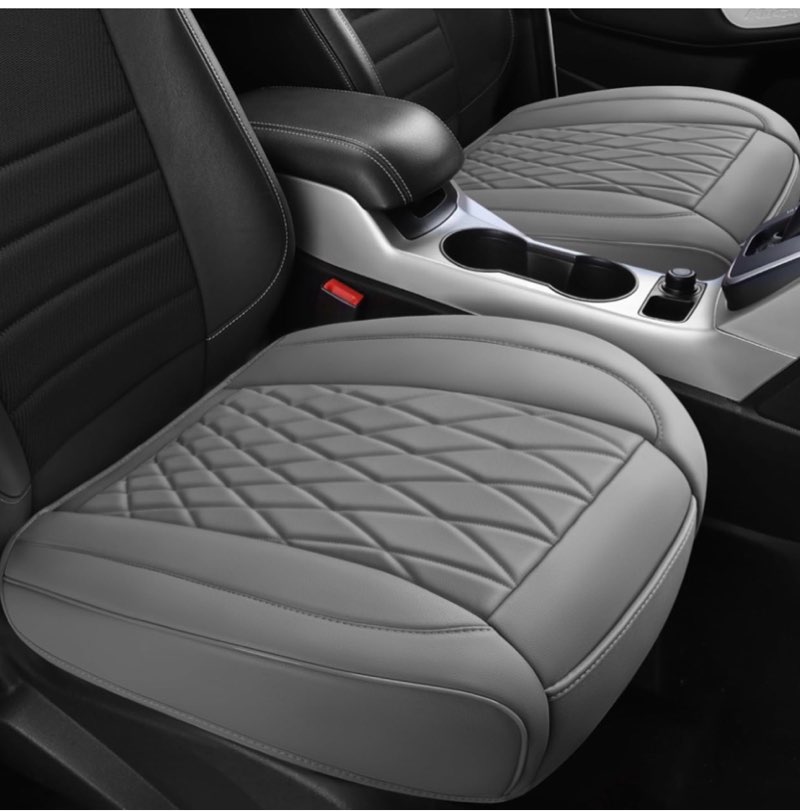 Leather Automotive Seat Covers Universal Fit for Cars, SUV, Sedans, Anti-Slip & Breathable (Grey, Fr