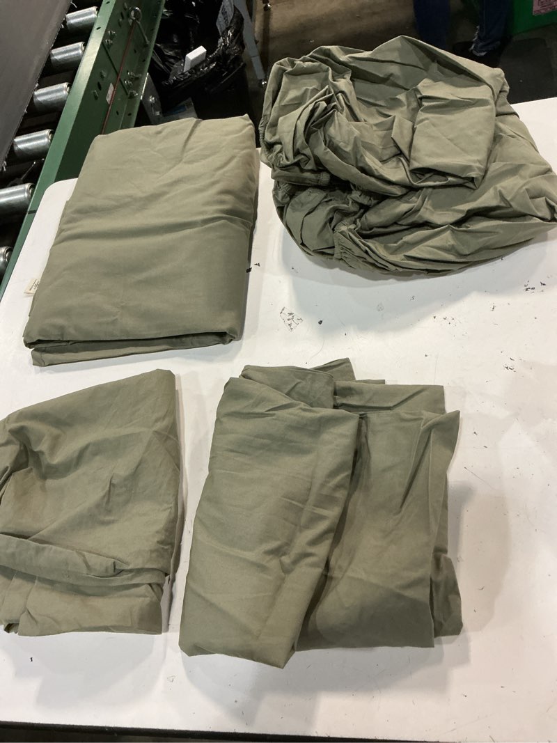 Condition photo showing As Is for european linen sheet set full/queen willowleaf
