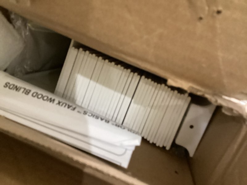 Condition photo showing Good Condition for levolor basics cordless light filtering faux wood blinds, easy to install 2” blinds for windows, timeless look, fits up to 32” width and 64” length, home solution for any space or room 32"w x 64"h white 1