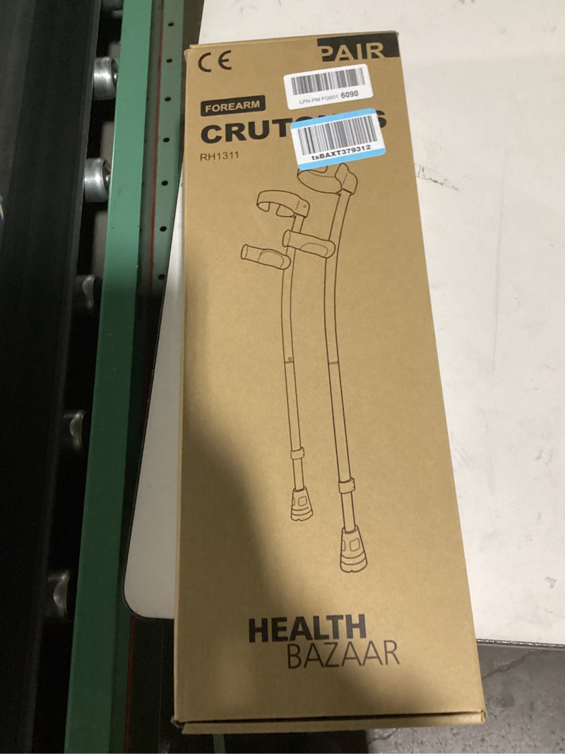 Condition photo showing Good Condition for healthbazaar forearm crutches for adults, foldable and height adjustable elbow crutche with ergonomic handgrips, all terrain tip & slip-resistant base, magnetic grip