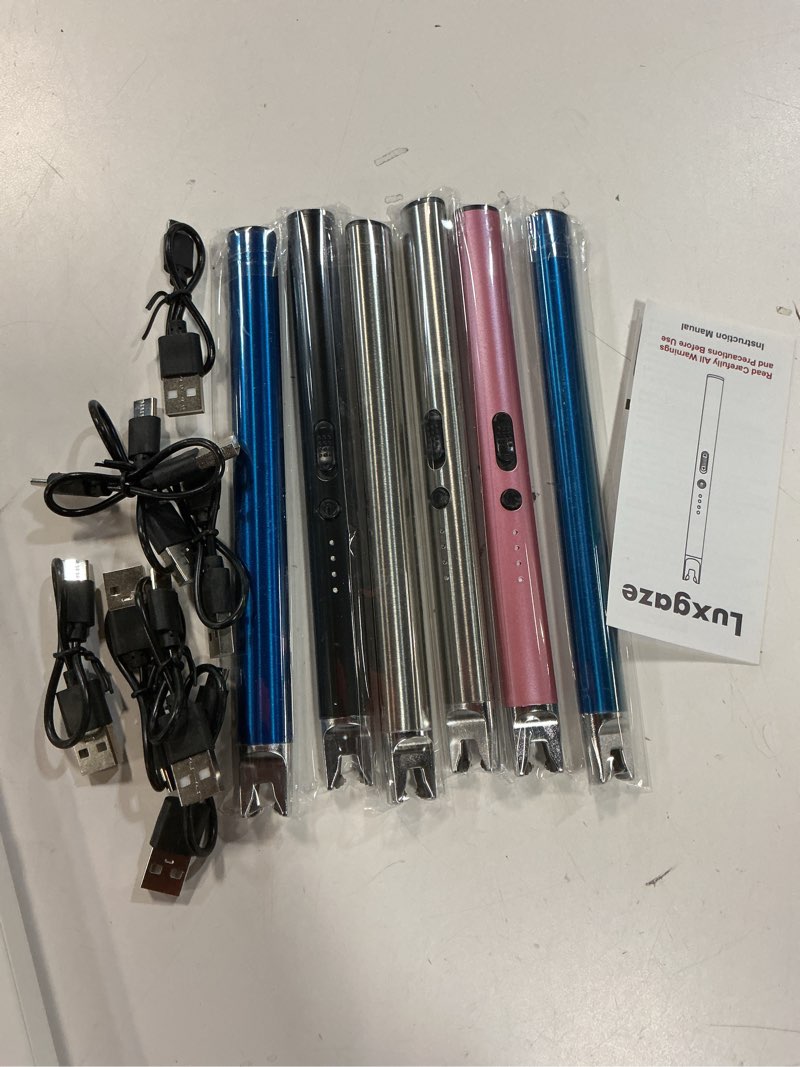 Condition photo showing New/Like New for luxgaze 6 pack electric candle lighter rechargeable usb lighters flameless windproof plasma arc lighters with safety lock long lighter for candle bbq camping birthday party