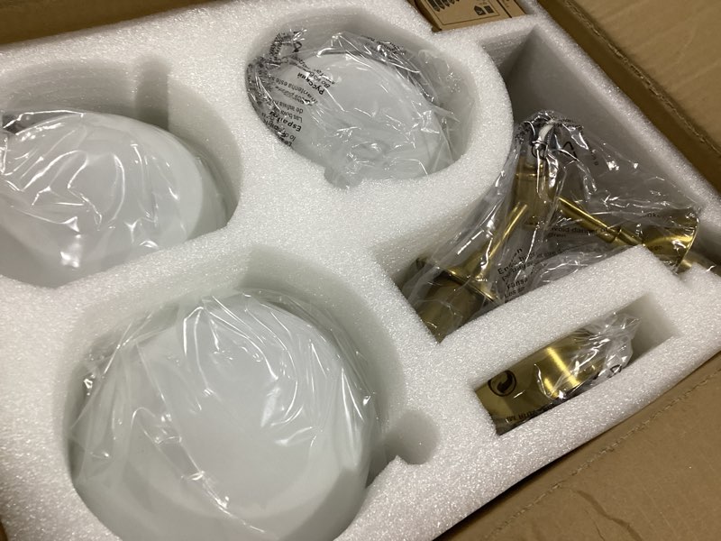 Condition photo showing Good Condition for 3 Light Mid Century Modern Gold Globe semi Flush Mount Ceiling Brass Chandelier 3-Light Milk Glass Globe Lights Sputnik Ceiling Light Fixture for Bedroom Living Room Hallway Opal-Gold