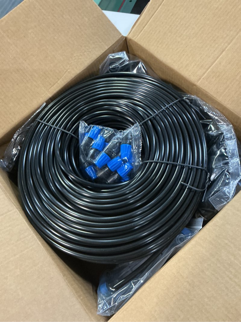 Condition photo showing Good Condition for 230ft new quick-connect drip irrigation system kit, automatic garden watering misting system for greenhouse, yard, lawn, plant with 1/2 inch hose 1/4 inch distribution tubing and accessories 33ft 1/2''main tube+197ft 1/4'' tube