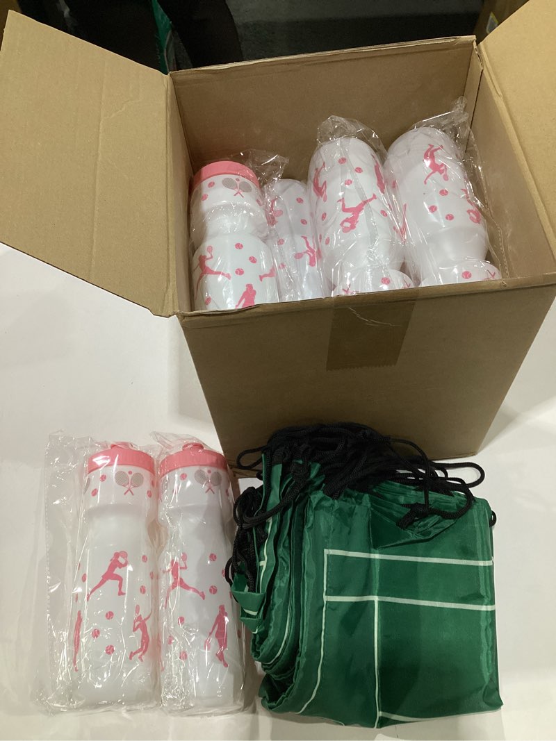 Condition photo showing Good Condition for Talltalk Tennis Party Favors Tennis Water Bottle with Bags Bulk Drawstring Bag Gift Goodie Treat Bags 24 oz Water Bottle Cup for Team Theme Accessories Sports Party Supplies Gift