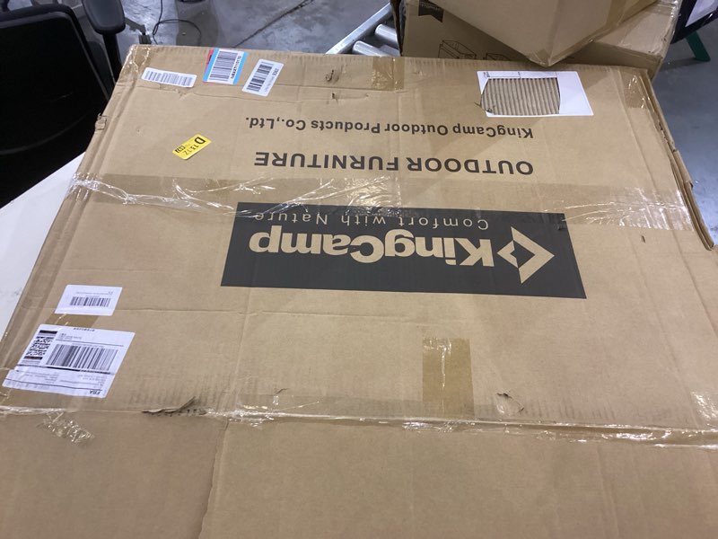 Condition photo showing As Is for KingCamp Lounge Chair Outdoor, Folding Portable Tanning Chairs Comfy Adjustable 5-Position Lay Flat Foldable Chaise Chaser Lounger with Pillow for Outside Beach Patio Sun Bathing Pool, Beige Beige TriFold Origins