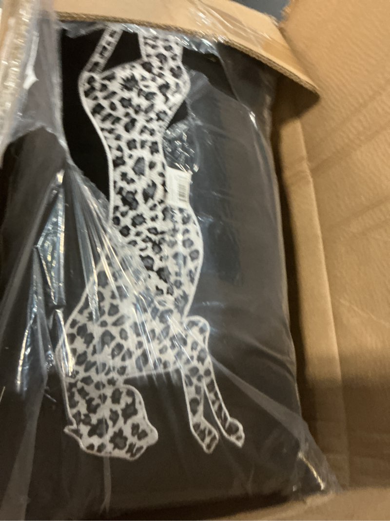 Condition photo showing Good Condition for juicy couture reversible velvet cheetah pillow, 14" x 24" decorative pillow, black cheetah black 14x24 inch