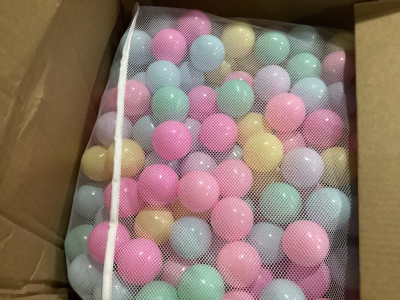Condition photo showing New/Like New for Amazon Basics BPA Free Crush Proof Plastic Ball, Pit Balls with Storage Bag, Toddlers Kids 12+ Months, 1000 Count, 1000 Balls, 6 Pastel Colors 1,000 Balls 6 Pastel Colors