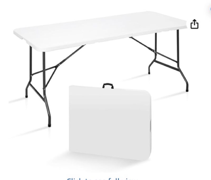 SUPER DEAL 6FT Folding Table for Indoor Outdoor, Portable Heavy Duty Fold-in-Half Plastic Dining Picnic Party Camping Table with Carrying Handle