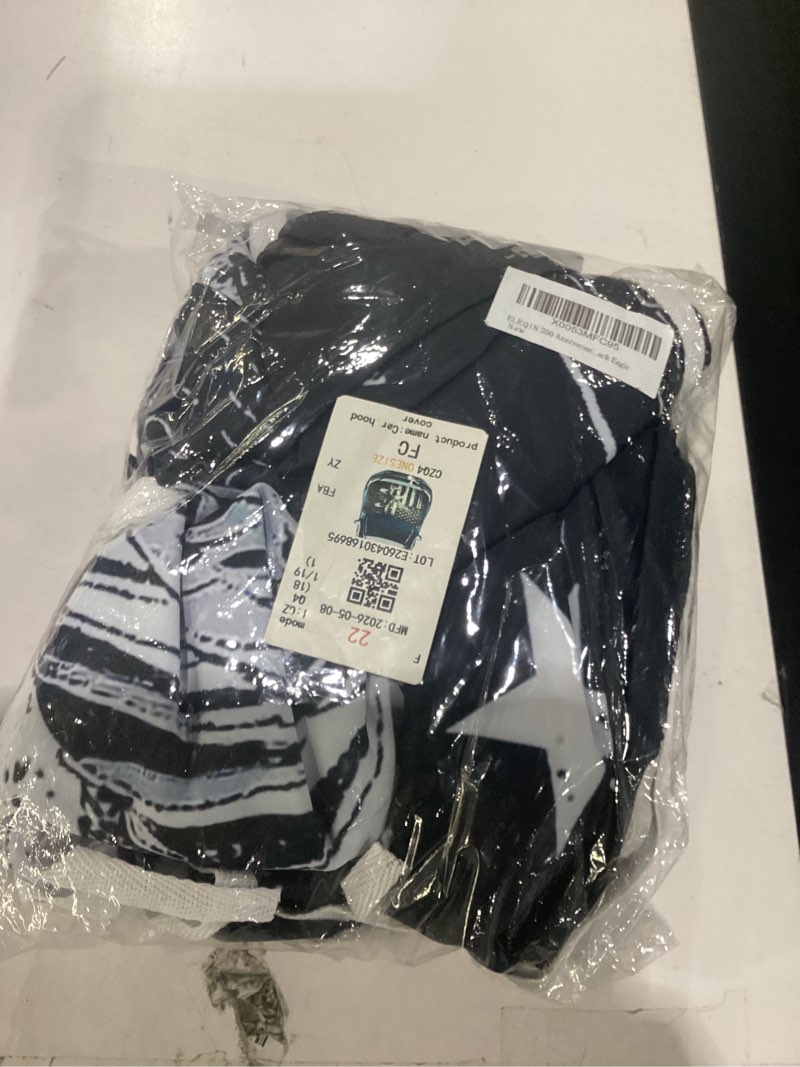 Condition photo showing Good Condition for eleqin 250 anniversary car hood cover 4th of july car hood cover for travel beach daily drive easy install snow wrap blanket decor for outdoor street gift for friend family black eagle ameican flag