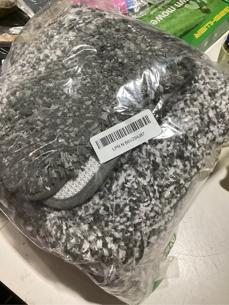 Condition photo showing Good Condition for olanly bathroom rug set 2 piece, soft absorbent microfiber bath mats and u-shaped contour toilet rug, non-slip, machine wash dry, plush shaggy bath mats for bathroom (24"x16"+24"x20", grey) 24" x 16" + u24" x 20" grey