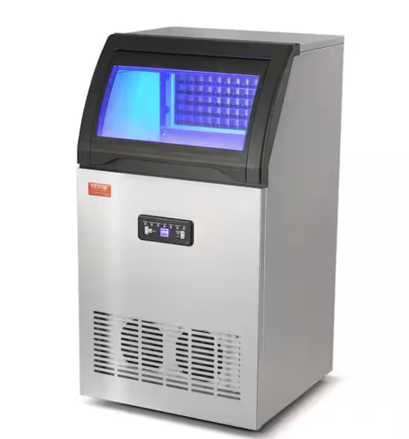 Commercial Ice Maker 130 lbs./24 H Ice Maker Machine Freestanding Cabinet Ice Maker with 24 lbs. Storage Capacity