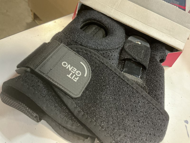 Condition photo showing Good Condition for fit geno hinged knee brace for meniscus tear: adjustable knee support for knee pain w/side stabilizers & hinges for injury or surgery recovery - men and women black regular fits s/m/l/xl