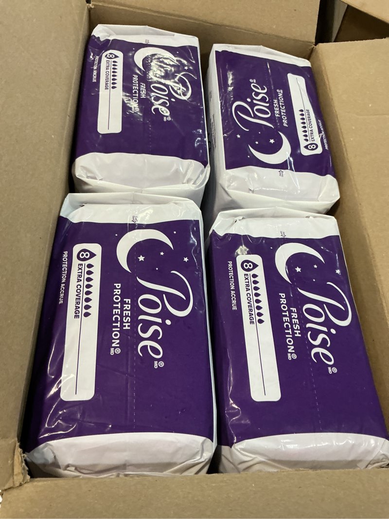 Condition photo showing New/Like New for poise overnight incontinence & postpartum pads for bladder leaks, 8 drop extra coverage, 96 count, packaging may vary