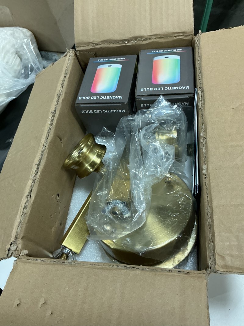 Condition photo showing As Is for aosclex wall sconces set of two battery operated, 10.4 inch 3cct gold wireless crystal lamp with 10,000mah rechargeable magnetic bulbs & remote, 10 dimmable colors wall lights for bedroom living room gold 10.4 inch