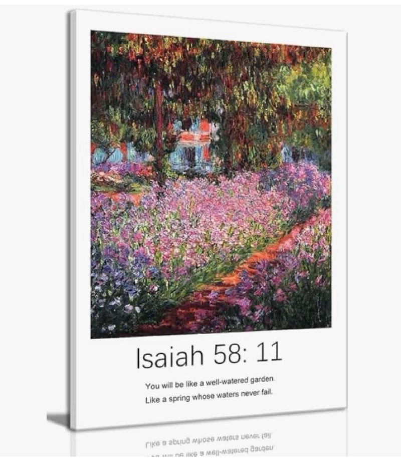 KISSFOX Bible Verse Garden Canvas Wall Art For Bedroom Dorm Isaiah 58:11 Christian Framed Wall Art D