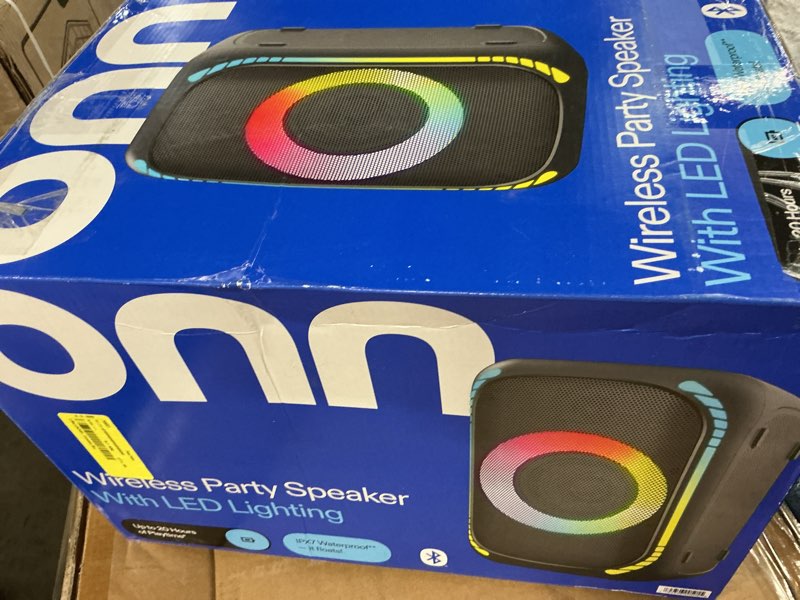 Condition photo showing As Is for (the cable to connect is missing )onn medium party speaker gen. 2, 15.08\"