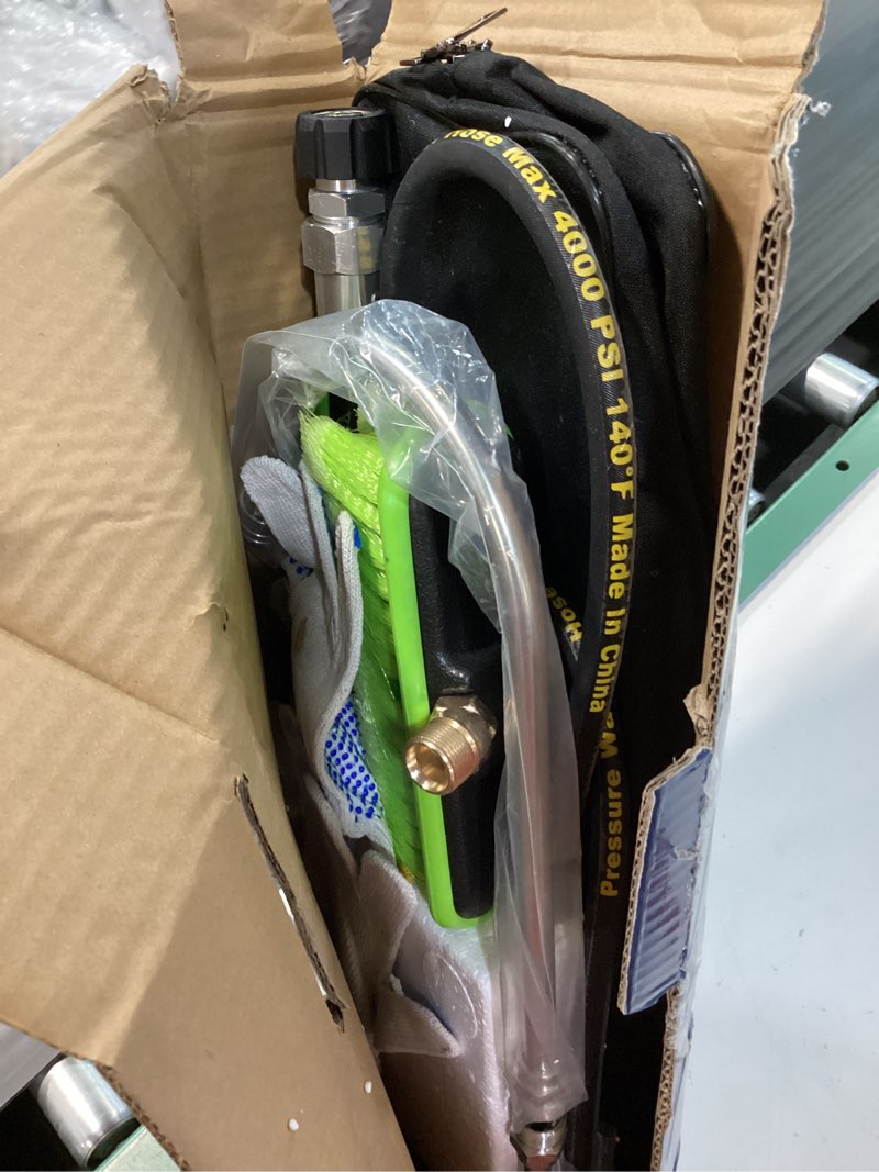 Condition photo showing New/Like New for tor 24 ft telescoping pressure washer wand with pressure washer extension wand,gutter cleaner attachment, pressure washer telescoping wand with 5 spray nozzle tips, 2 hose inlet adapters, brush head 02