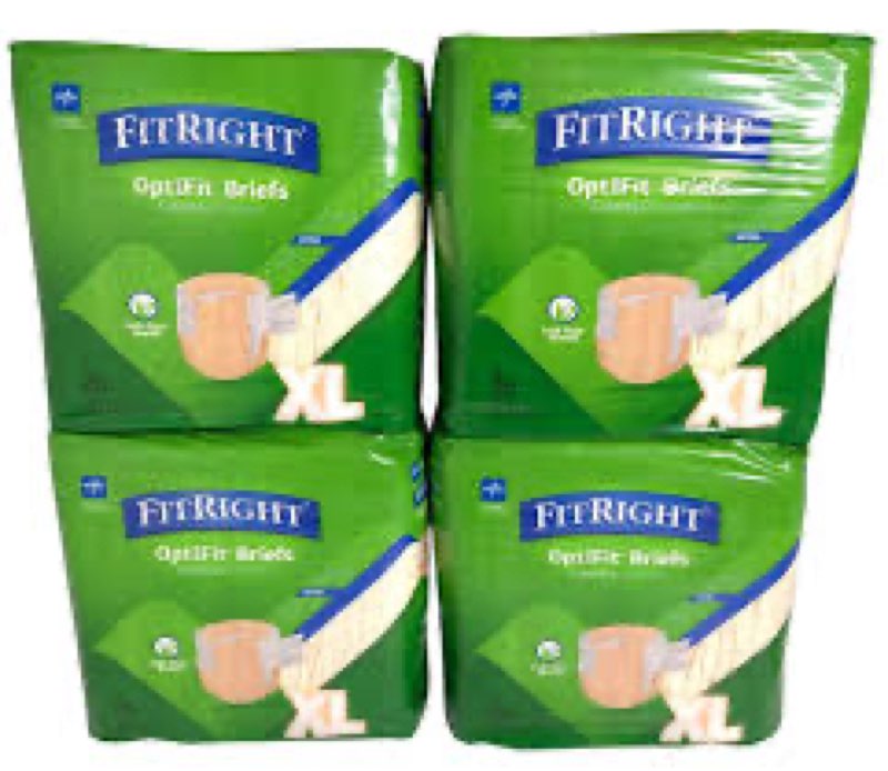 (Box of 4 packs)FitRight OptiFit Extra+ Briefs with Leak Stop Guards  Adult Disposable Briefs with Tabs  Medium  32 -44   20 Per Bag