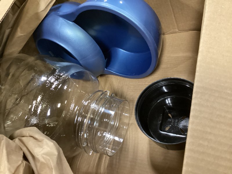 Condition photo showing As Is for petmate replendish gravity waterer with microban for cats and dogs, 2.5 gallons,blue, made in usa blue 2.5 gal