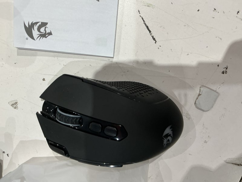 Condition photo showing As Is for redragon m810 pro wireless gaming mouse, 10000 dpi wired/wireless gamer mouse w/rapid fire key, 8 macro buttons, 45-hour reliable power capacity and rgb backlit for pc/mac/laptop black m810 pro