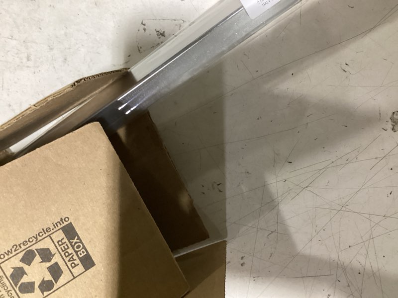 Condition photo showing As Is for aluminum corner guards, peel and stick l-shaped molding trim for wall table door frame protection and decoration (matte silver, 3pcs x 2.9ft x 0.8in)