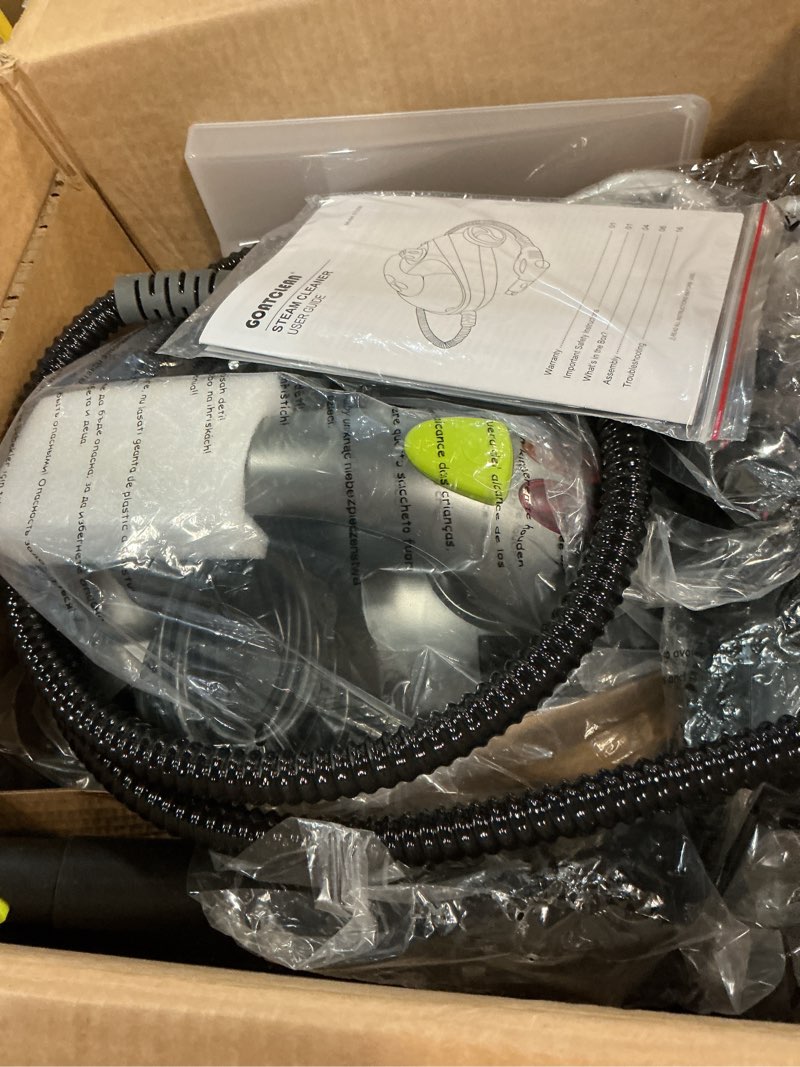 Condition photo showing Good Condition for heavy-duty steam cleaner - 1500w multipurpose handheld floor steamer with 22 accessories 16ft cord for home, car detailing, tile, grout, carpet, wallpaper, upholstery, window, deep cleaning