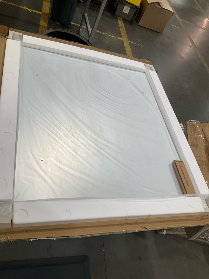 Condition photo showing Good Condition for amorho bathroom mirror for wall, 40x36 inch (white) | hd reflection, tempered glass, thick metal framed rectangle mirrors for over sink, vanity, bedroom, living room, entryway white 40"l x 36"w