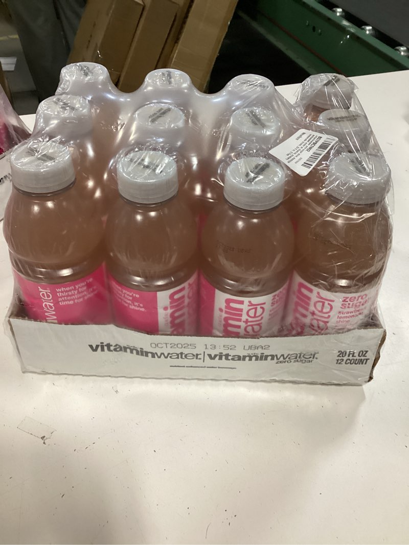 Condition photo showing New/Like New for vitaminwater Shine Strawberry Lemonade Zero Sugar, Flavored Water Beverage, 20 fl oz Bottles, 12 Pack Zero Sugar Shine Strawberry Lemonade 20 Fl Oz (Pack of 12)