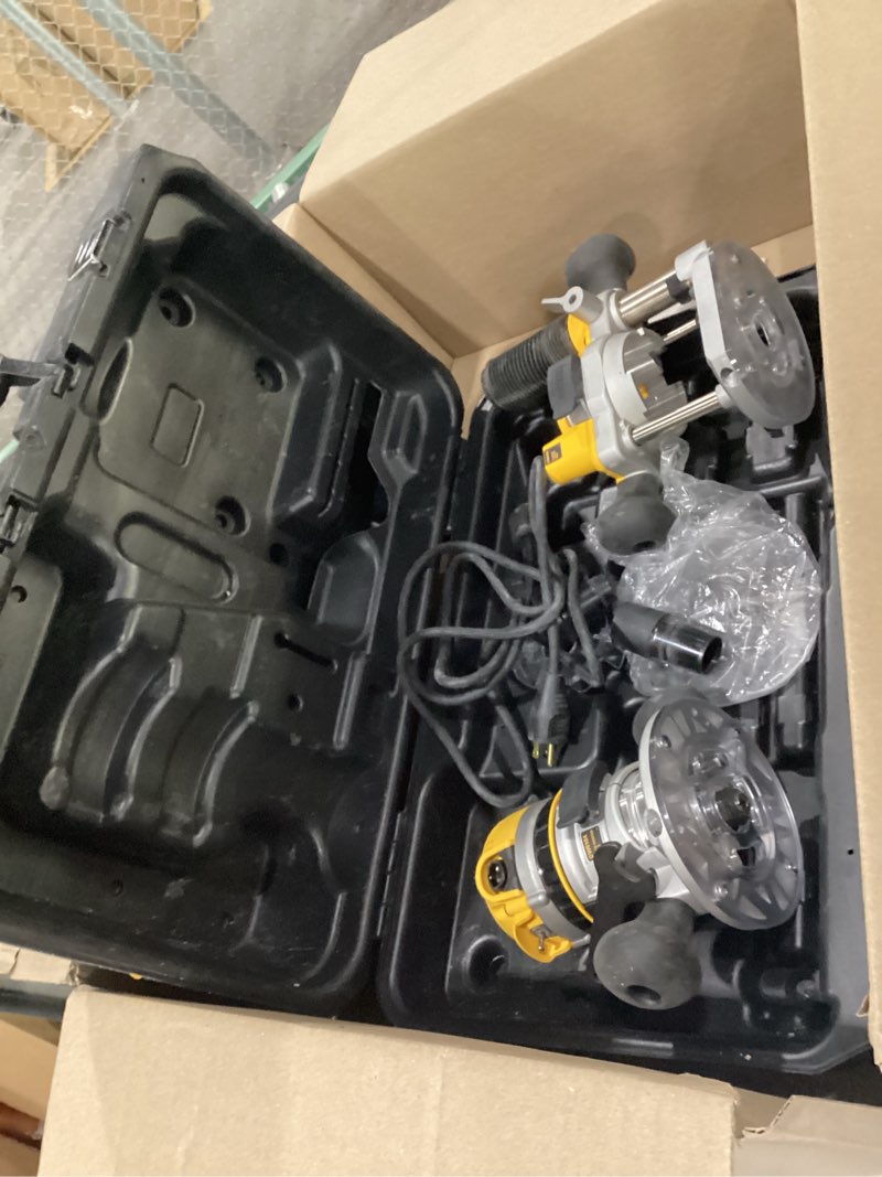 Condition photo showing As Is for USED NOT TESTED MISSING PIECES DEWALT Router Fixed/Plunge Base Kit, Variable Speed, 12-Amp, 2-1/4-HP (DW618PK)