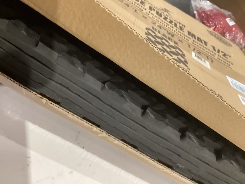 Condition photo showing Good Condition for ProsourceFit Puzzle Exercise Mat ½ in, EVA Interlocking Foam Floor Tiles for Home Gym, Mat for Home Workout Equipment, Floor Padding for Kids, Black, 24 in x 24 in x ½ in, 24 Sq Ft - 6 Tiles Black 6 Pack (24 SQ FT)