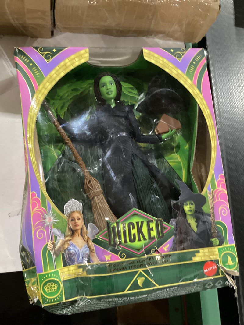 Condition photo showing Good Condition for mattel universal pictures' wicked: for good deluxe elphaba fashion doll with removable outfit & 4 accessories, inspired by the movie